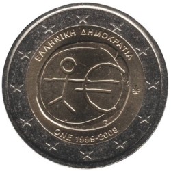 GRECE - 2 euros commémorative - 10 ans de l'UEM - 2009