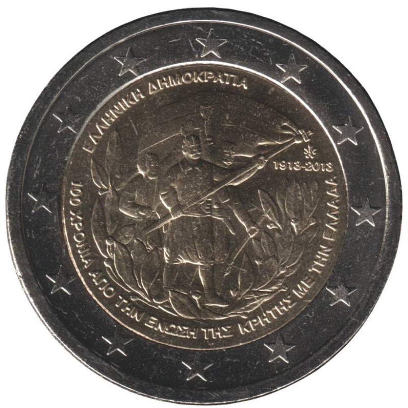 GRECE - 2 euros commémorative - 100 ans du rattachement de la Crète à la Grèce - 2013 GRECE - 2 euros commémorative - 100 ans du rattachement de la Crète à la Grèce - 2013