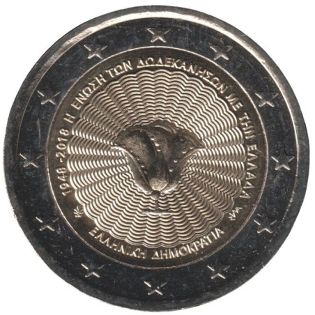 GRECE - 2 euros commémorative - 70 ans du rattachement du Dodécanèse à la Grèce - 2018 GRECE - 2 euros commémorative - 70 ans du rattachement du Dodécanèse à la Grèce - 2018