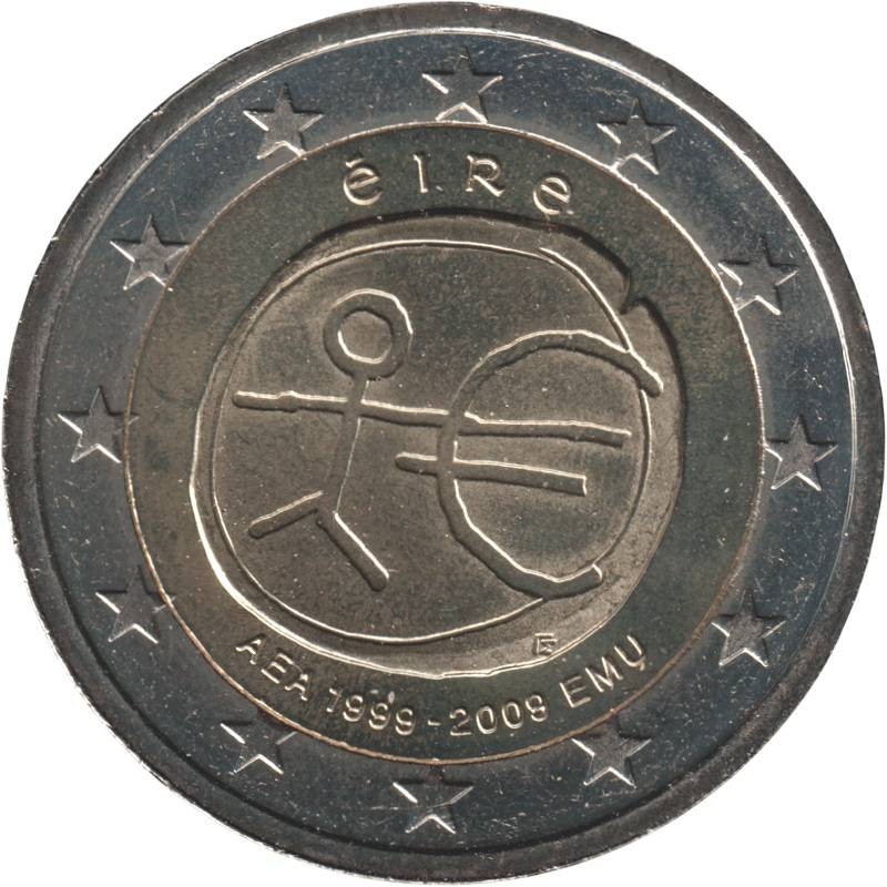 IRLANDE - 2 euros commémorative - 10 ans de l'UEM - 2009 IRLANDE - 2 euros commémorative - 10 ans de l'UEM - 2009