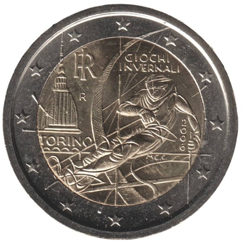 ITALIE - 2 euros commémorative - Jeux olympiques dhiver de Turin - 2006 ITALIE - 2 euros commémorative - Jeux olympiques dhiver de Turin - 2006
