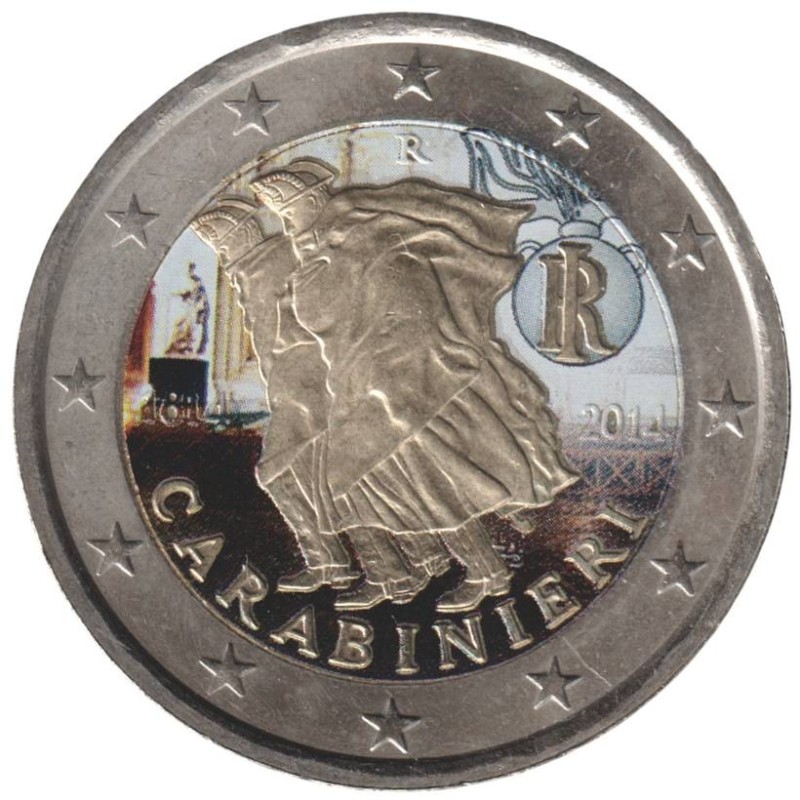 ITALIE - 2 euros commémorative colorisée - 200 ans de l'Arma dei Carabinieri - 2014