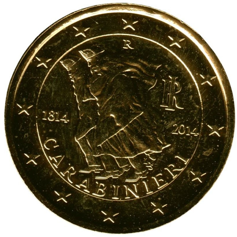 ITALIE - 2 euros commémorative plaquée or - 200 ans de l'Arma dei Carabinieri - 2014 ITALIE - 2 euros commémorative plaquée or - 200 ans de l'Arma dei Carabinieri - 2014