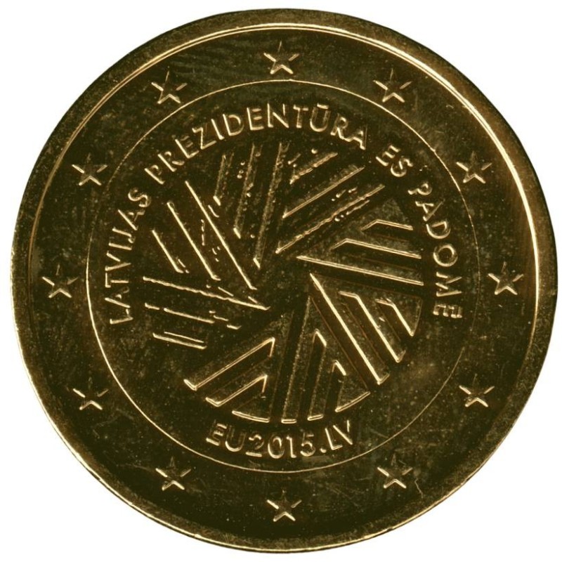 LETTONIE - 2 euros commémorative plaquée or - Présidence lettone du Conseil de l'UE - 2015 LETTONIE - 2 euros commémorative plaquée or - Présidence lettone du Conseil de l'UE - 2015