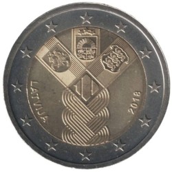 LETTONIE - 2 euros commémorative - 100 ans des Etats Baltes - 2018