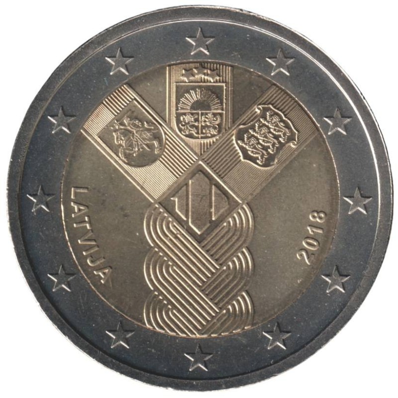 LETTONIE - 2 euros commémorative - 100 ans des Etats Baltes - 2018 LETTONIE - 2 euros commémorative - 100 ans des Etats Baltes - 2018