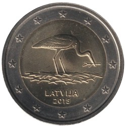 LETTONIE - 2 euros commémorative - La cigogne noire - 2015