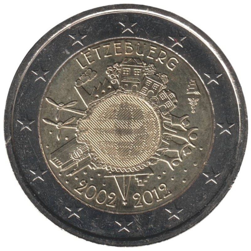 LUXEMBOURG - 2 euros commémorative - 10 ans de l'Euro - 2012 LUXEMBOURG - 2 euros commémorative - 10 ans de l'Euro - 2012