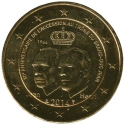 LUXEMBOURG - 2 euros commémorative plaquée or - 50 ans du Couronnement du Grand-Duc Jean - 2014