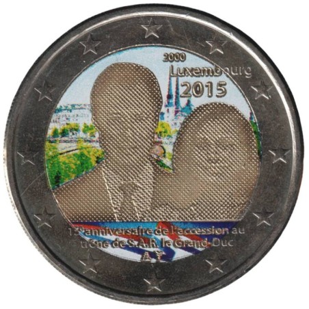 LUXEMBOURG - 2 euros commémorative colorisée - Accession au trône de S.A.R. le Grand-Duc - 2015 LUXEMBOURG - 2 euros commémorative colorisée - Accession au trône de S.A.R. le Grand-Duc - 2015