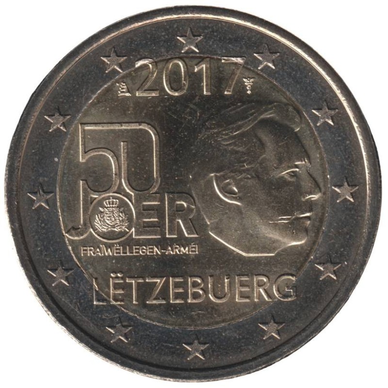 LUXEMBOURG - 2 euros commémorative - Service militaire volontaire - 2017 LUXEMBOURG - 2 euros commémorative - Service militaire volontaire - 2017