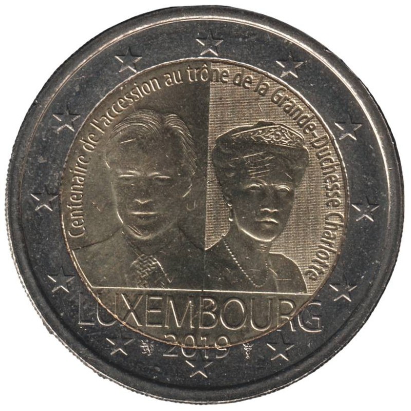 LUXEMBOURG - 2 euros commémorative - Accession au trône de la Grande-Duchesse Charlotte - 2019 LUXEMBOURG - 2 euros commémorative - Accession au trône de la Grande-Duchesse Charlotte - 2019