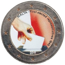 MALTE - 2 euros commémorative colorisée -  Première élection de représentants en 1849 - 2011