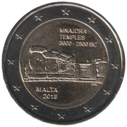MALTE - 2 euros commémorative - UNESCO - Temples de Mnajdra - 2018