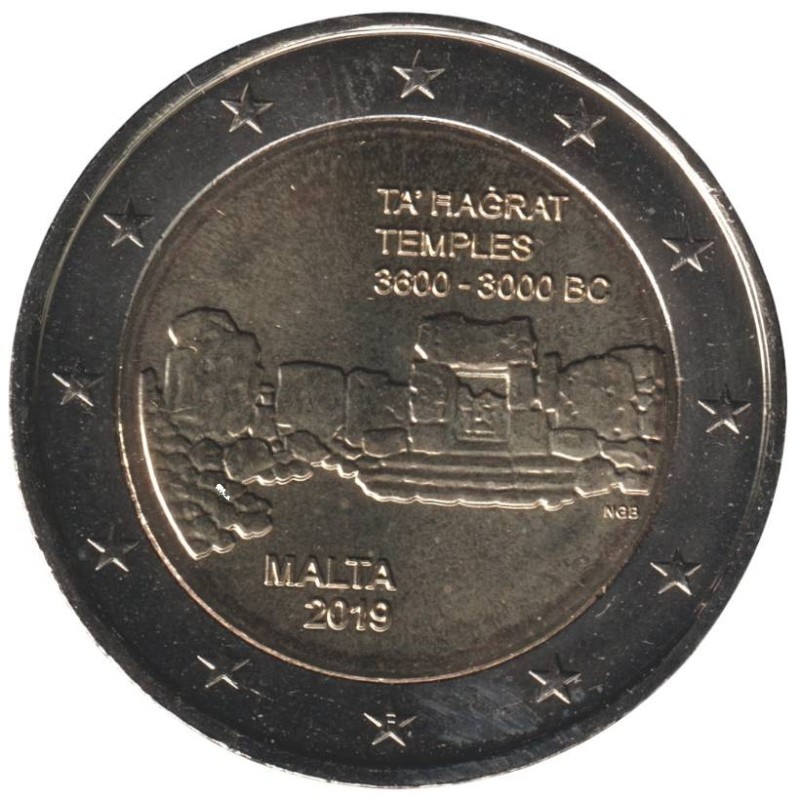 MALTE - 2 euros commémorative - Temples de Ta Hagrat - avec différent - 2019 MALTE - 2 euros commémorative - Temples de Ta Hagrat - avec différent - 2019