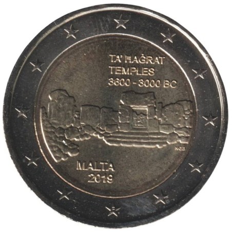 MALTE - 2 euros commémorative - Temples de Ta Hagrat - avec différent - 2019 MALTE - 2 euros commémorative - Temples de Ta Hagrat - avec différent - 2019