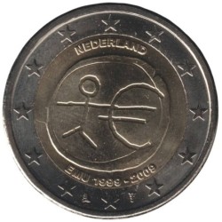 PAYS-BAS - 2 euros commémorative - 10 ans de l'UEM - 2009