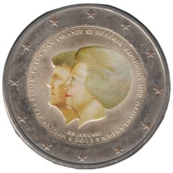 PAYS-BAS - 2 euros commémorative Colorisée - Beatrix et Willem Alexander - 2013