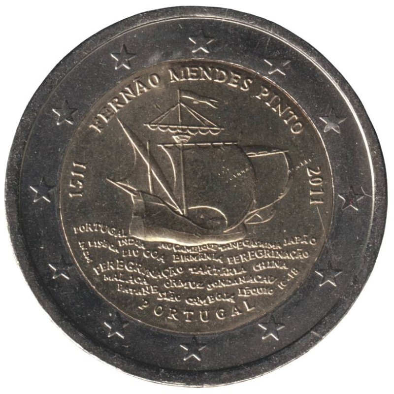 PORTUGAL - 2 euros commémorative - Fernando Mendes Pinto - 2011 PORTUGAL - 2 euros commémorative - Fernando Mendes Pinto - 2011