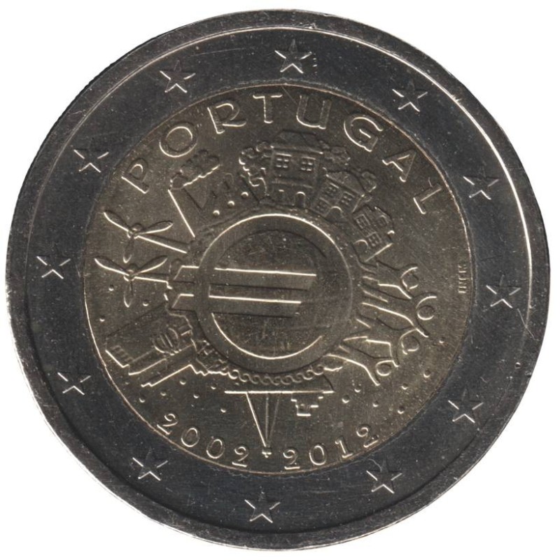 PORTUGAL - 2 euros commémorative - 10 ans de l'Euro - 2012 PORTUGAL - 2 euros commémorative - 10 ans de l'Euro - 2012