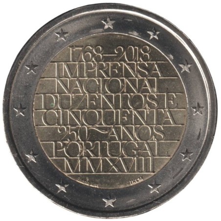PORTUGAL - 2 euros commémorative - 250 ans de l'Imprimerie nationale - 2018