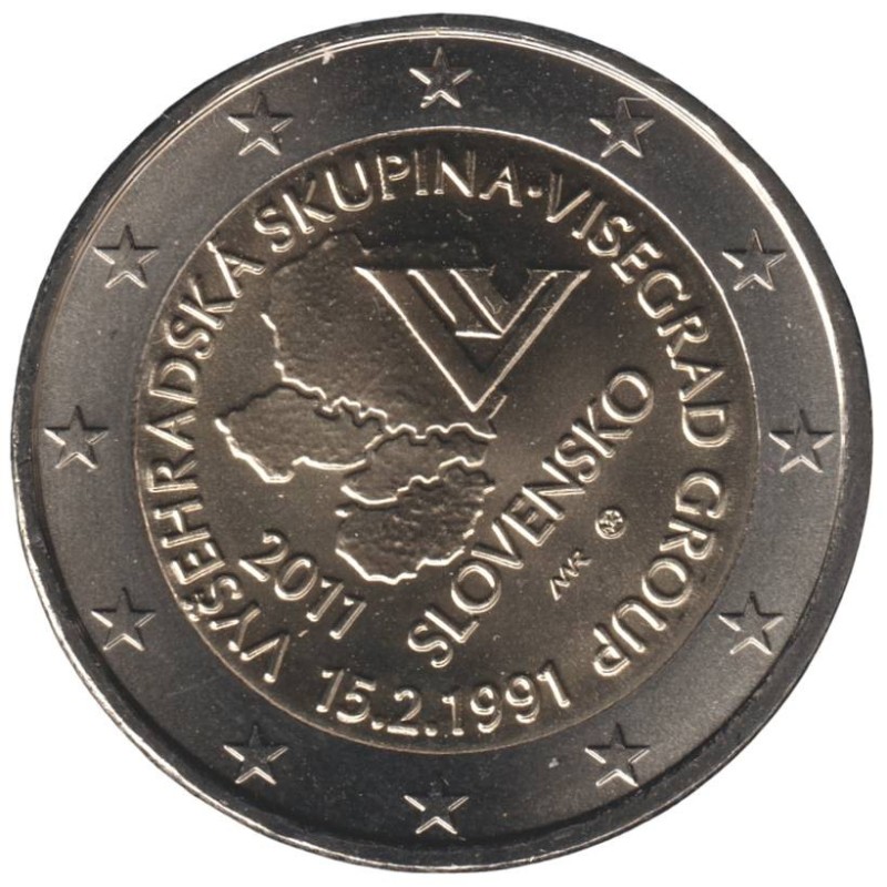 SLOVAQUIE - 2 euros commémorative - 20 ans Constitution Groupe de Visegrád - 2011 SLOVAQUIE - 2 euros commémorative - 20 ans Constitution Groupe de Visegrád - 2011