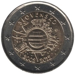 SLOVAQUIE - 2 euros commémorative - 10 ans de l'Euro - 2012