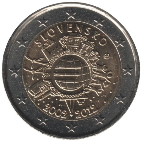 SLOVAQUIE - 2 euros commémorative - 10 ans de l'Euro - 2012 SLOVAQUIE - 2 euros commémorative - 10 ans de l'Euro - 2012