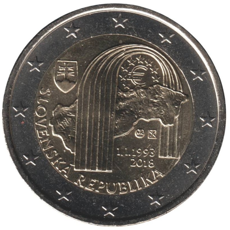 SLOVAQUIE - 2 euros commémorative - 25 ans de la République Slovaque - 2018 SLOVAQUIE - 2 euros commémorative - 25 ans de la République Slovaque - 2018