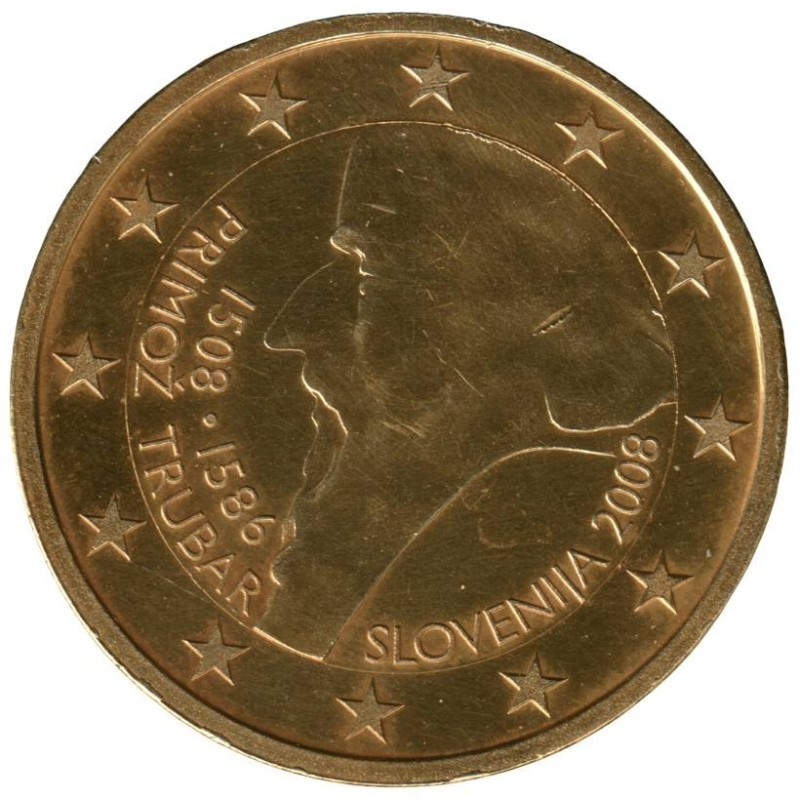 SLOVENIE - 2 euros commémorative plaquée or - Primo Trubar - 2008
