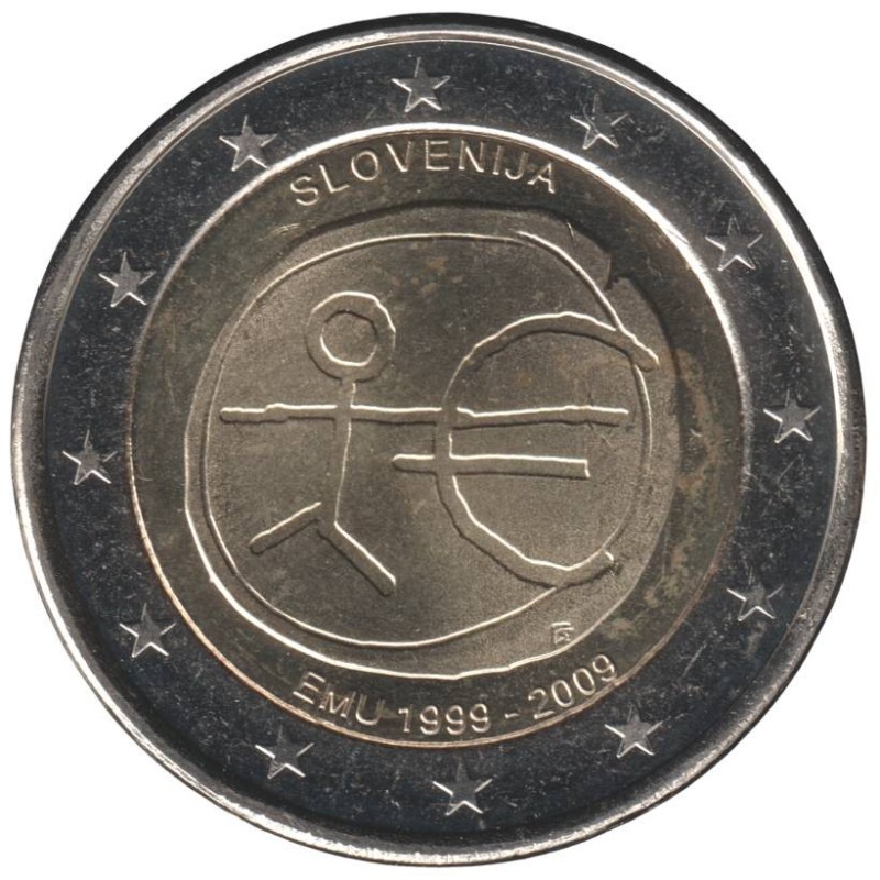 SLOVENIE - 2 euros commémorative - 10 ans de l'UEM - 2009 SLOVENIE - 2 euros commémorative - 10 ans de l'UEM - 2009