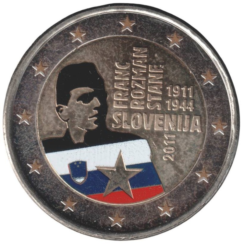 SLOVENIE - 2 euros commémorative colorisée - Franc Rozman dit Stane - 2011