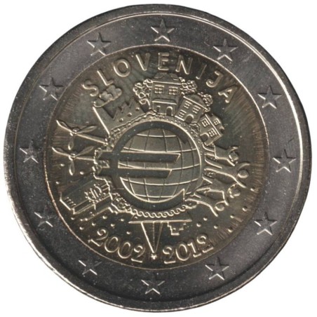 SLOVENIE - 2 euros commémorative - 10 ans de l'Euro - 2012 SLOVENIE - 2 euros commémorative - 10 ans de l'Euro - 2012