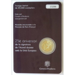 ANDORRE - Coincard 2 euros commémorative - 25 ans accord douanier avec l'UE - 2015
