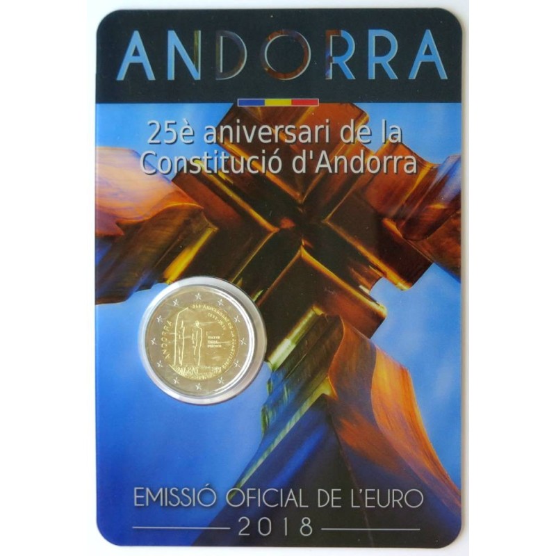 ANDORRE - Coincard 2 euros commémorative - 25 ans de la Constitution de l'Andorre - 2018 ANDORRE - Coincard 2 euros commémorative - 25 ans de la Constitution de l'Andorre - 2018
