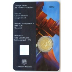 ANDORRE - Coincard 2 euros commémorative - 25 ans de la Constitution de l'Andorre - 2018