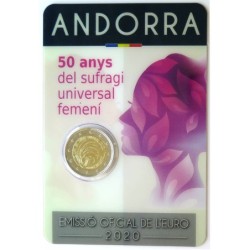 ANDORRE - Coincard 2 euros commémorative - 50 ans de Suffrage universel féminin - 2020