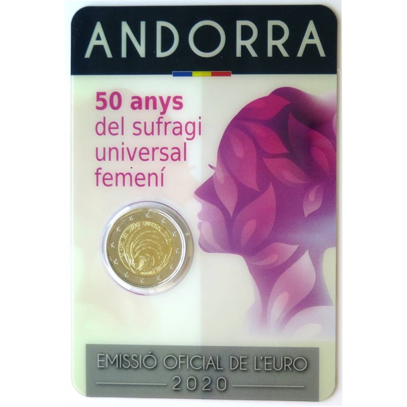 ANDORRE - Coincard 2 euros commémorative - 50 ans de Suffrage universel féminin - 2020 ANDORRE - Coincard 2 euros commémorative - 50 ans de Suffrage universel féminin - 2020