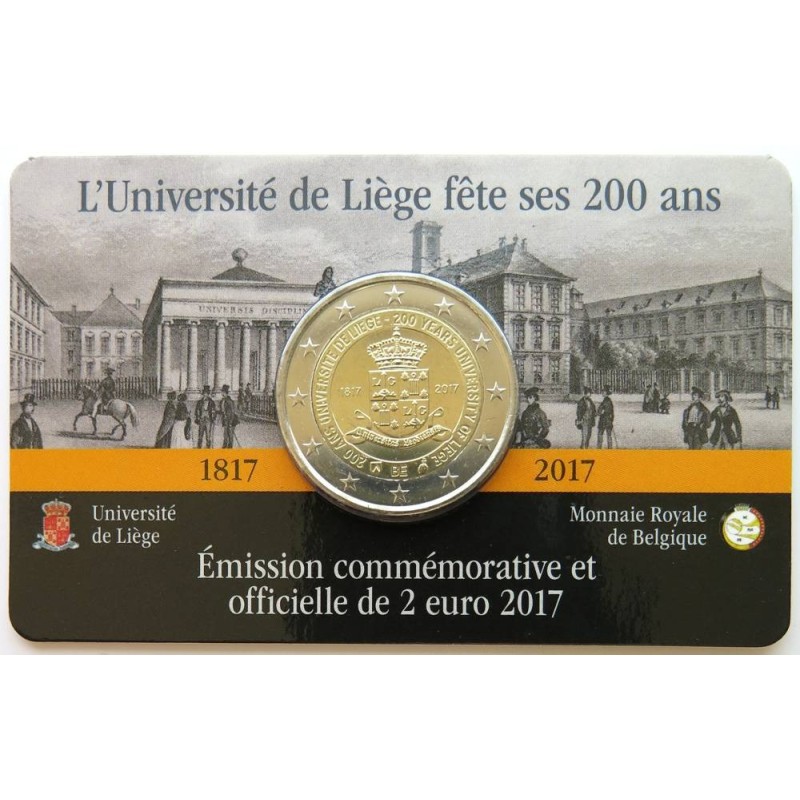 BELGIQUE - Coincard 2 euros commémorative - 200 ans Université de Liège - 2017