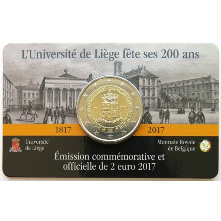 BELGIQUE - Coincard 2 euros commémorative - 200 ans Université de Liège - 2017 BELGIQUE - Coincard 2 euros commémorative - 200 ans Université de Liège - 2017
