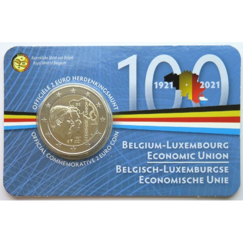 BELGIQUE - Coincard 2 euros commémo. - Union Économique belgo-luxembourgeoise - 2021 - N