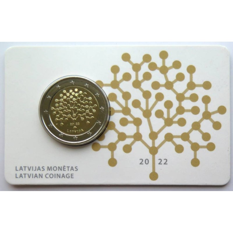 LETTONIE - Coincard 2 euros commémorative - 100 ans Banque de Lettonie - 2022