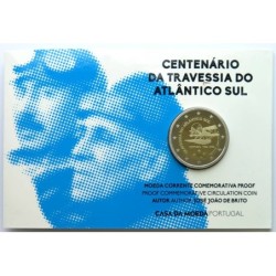 PORTUGAL - Coincard 2 euros commémorative - 100 ans traversée de l'Atlantique Sud en Avion - 2022