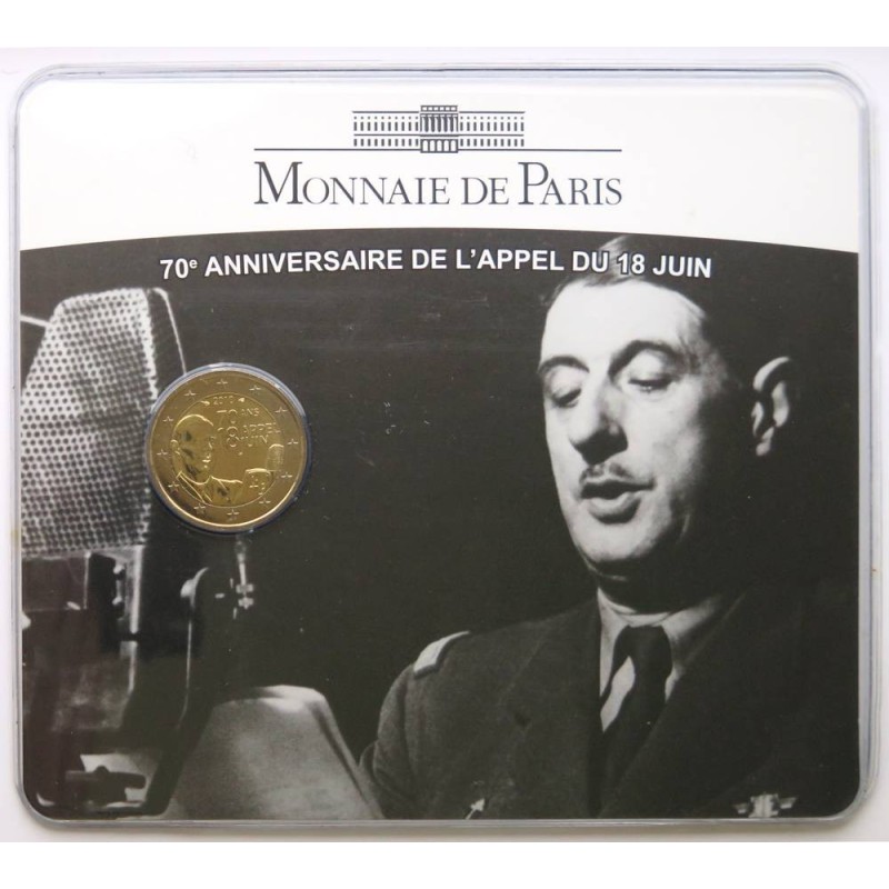 FRANCE - Blister 2 euros commémorative - Appel du 18 juin 1940 - Charles de Gaulle - 2010
