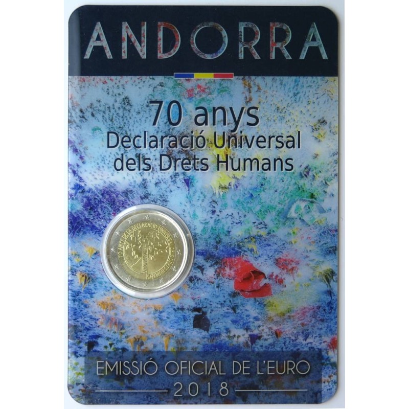 ANDORRE - Coincard 2 euros commémorative - Déclaration des droits de l'homme - 2018