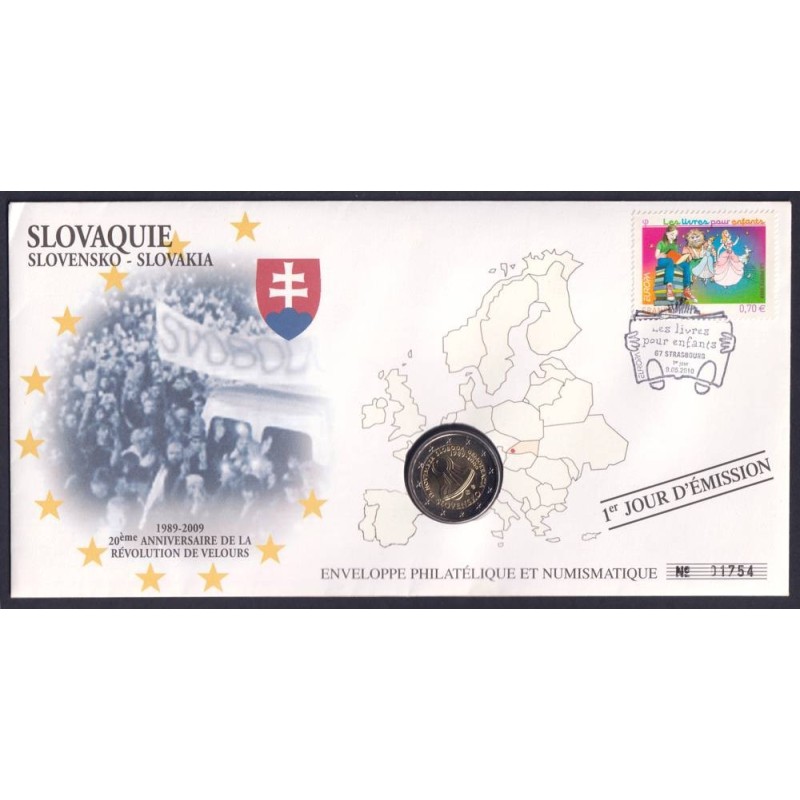 SLOVAQUIE - Numiscover-  2 euros commémorative - 20 ans Jour de la Liberté et Démocratie - 2009