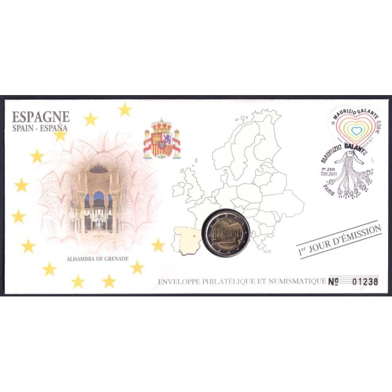 ESPAGNE - Numiscover - 2 euros commémorative - La Cour des Lions - 2011