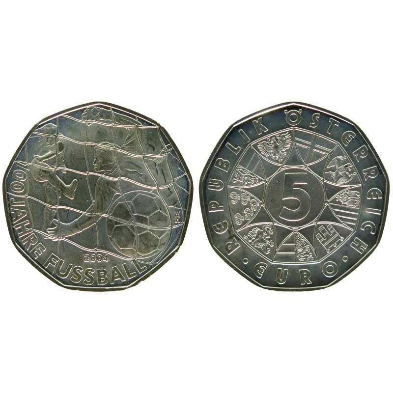 AUTRICHE - 5 euros - 100 ans de Football - 2004