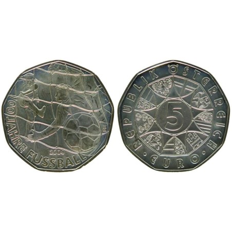 AUTRICHE - 5 euros - 100 ans de Football - 2004