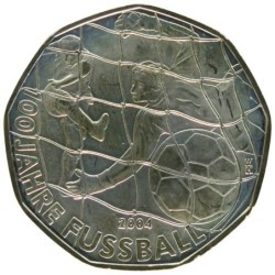 AUTRICHE - 5 euros - 100 ans de Football - 2004